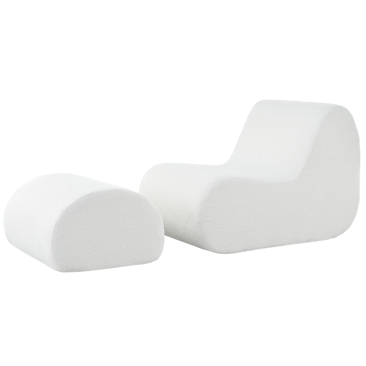 Curved Lounge Chair With Ottoman And High Resilience Foam