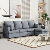 Modern Modular Sofa, 6 Seat Chenile Sectional Couch Set With 2 Pilows Included, Freely Combinable