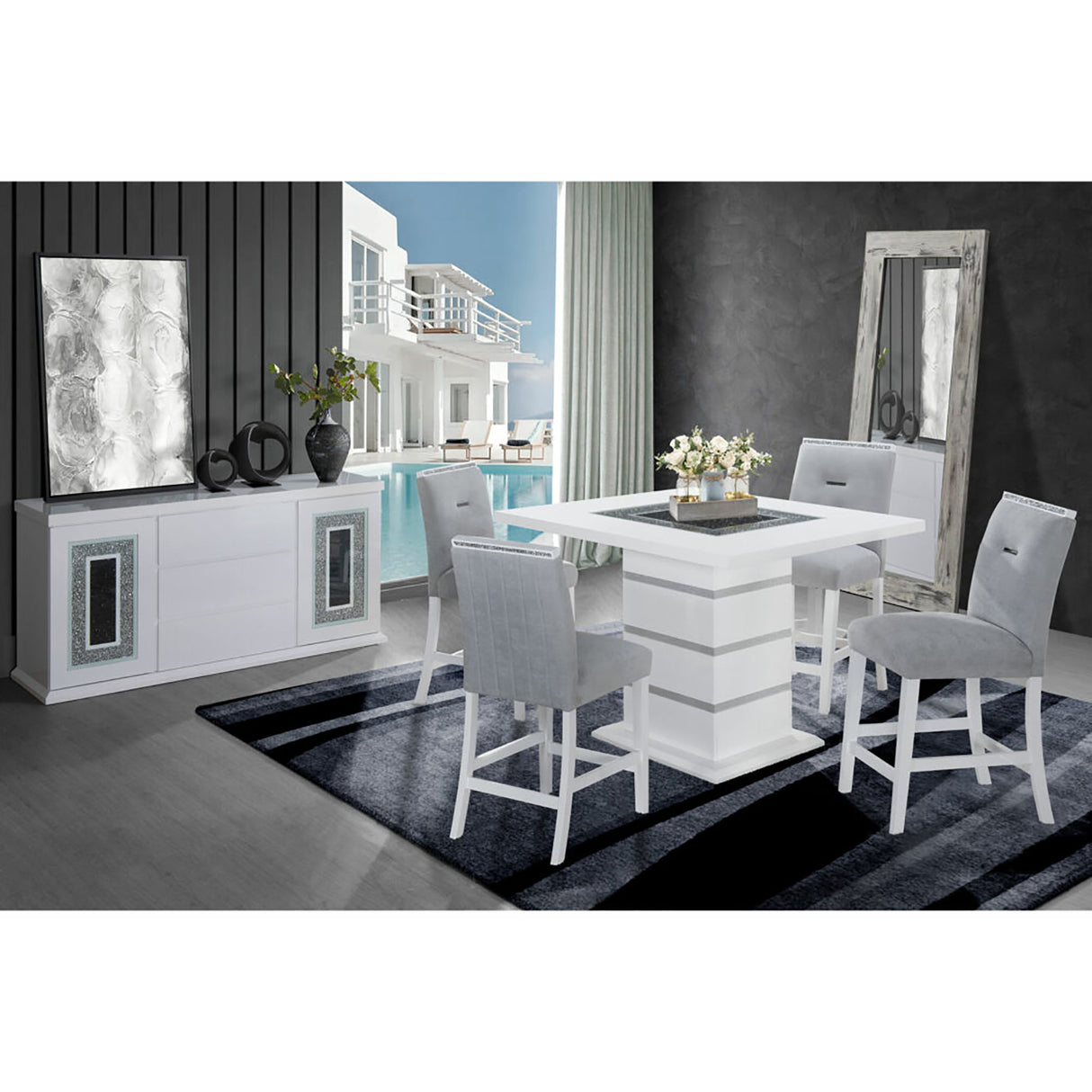 Ariya - 5 Pieces Bar Table And Bar Stool Set