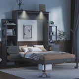 Murphy Wall Bed With Shelves, Drawers And LED Lights