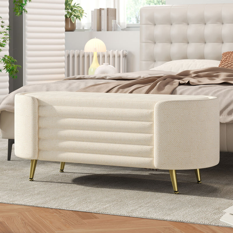 Modern Oval Storage Ottoman With Upholstery