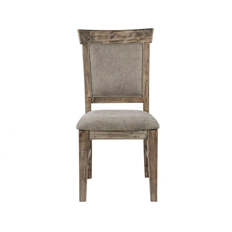 Dining Side Chair Set With Cushioned Back And Seat (Set of 2) - Weathered Gray / Natural