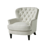 Modern Accent Chair Upholstered Foam Filled Living Room Chairs Comfy Reading Chair Mid Century Modern Chair, Armchair For Living Room Bedroom - Ivory