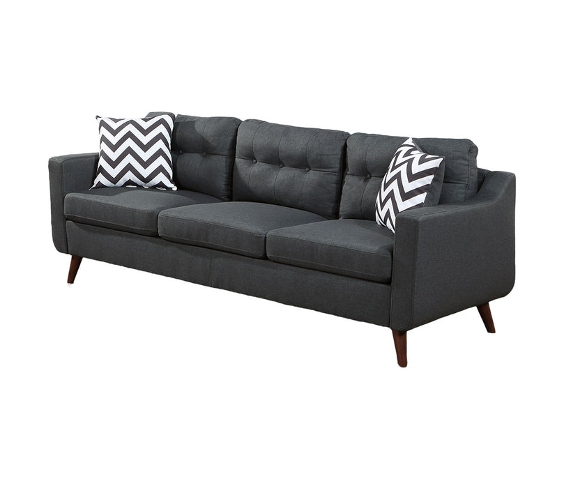 Modern Cozy Sofa Loveseat w Pillows 2pc Sofa Set Black Polyfiber Couch Tufted Cushions Living Room