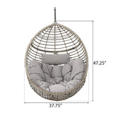 Hanging Basket Chair With Metal Frame And Seat Cushion