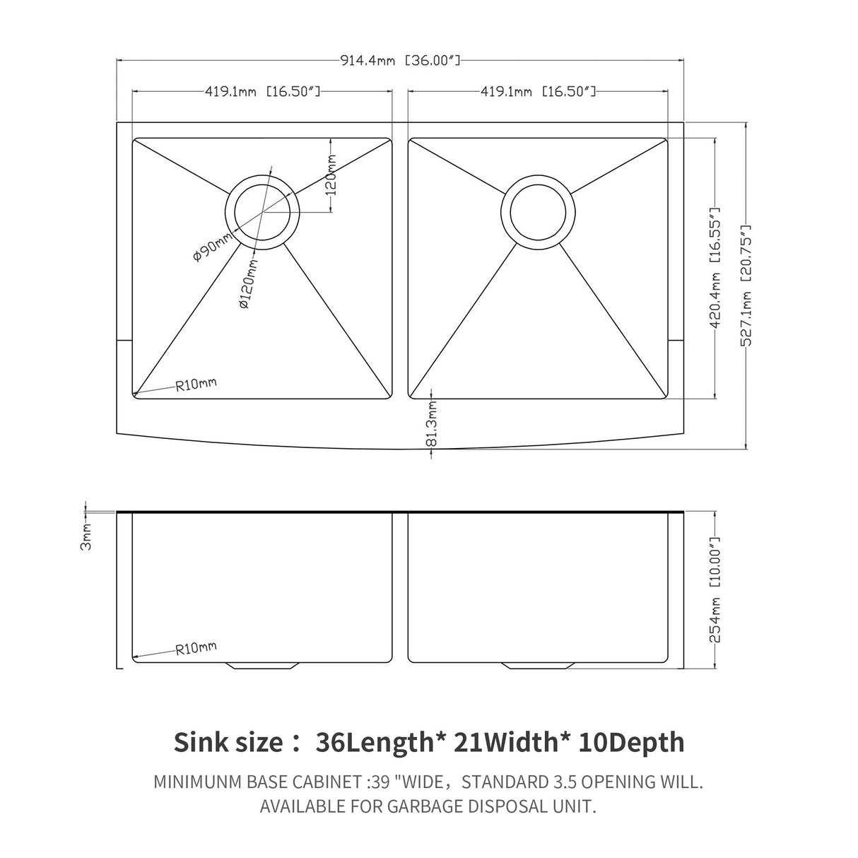 Double Bowl Farmhouse Sink / Stainless Steel Apron Front