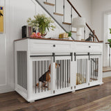 Large Dog Crate, Water Resistant Indoor Pets Furniture Double Dog Crates - Brown White