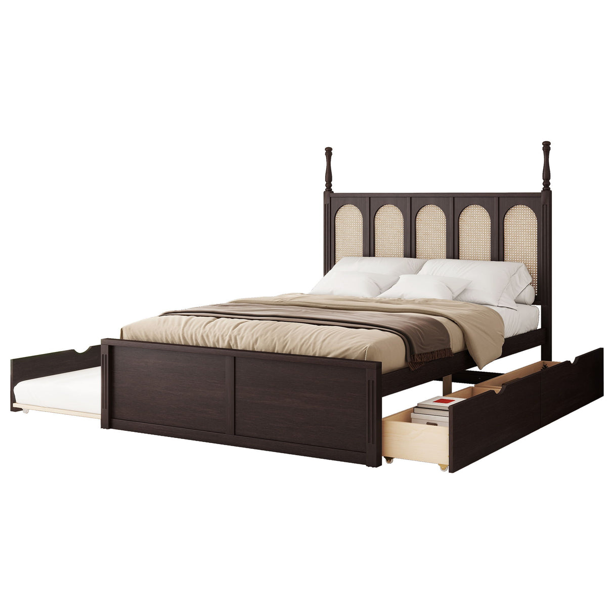 Platform Bed With With 2 Big Drawers With Trundle