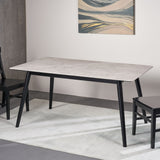 Chic Dining Table With High Pressure Laminate Top And Solid Wood Legs - Natural
