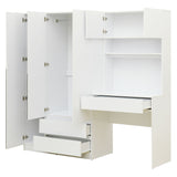 3 Door Storage Desk Wardrobe For Bedroom With Shelves And 3 Drawers