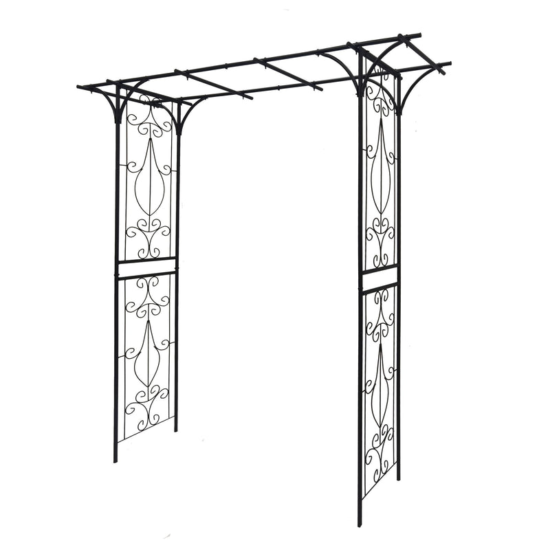Metal Garden Arch Climbing Plants Support Rose Arch Outdoor - Black
