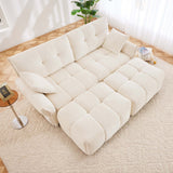 Elegant Sofa Set With Ottoman And Pillows, Textured Chenille, High Resilience Cushions