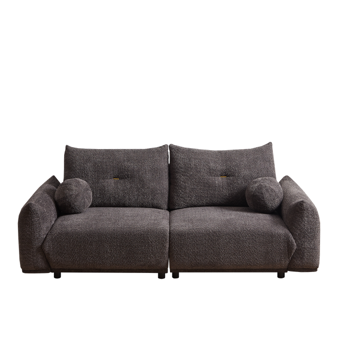 Lamb's wool 2-seater cushion sofa 90'' comfortable sofa for living room Bedroom and other casual spaces Lamb's wool sofa with 2 cushions and 2 ball pillows. (gray)two sets