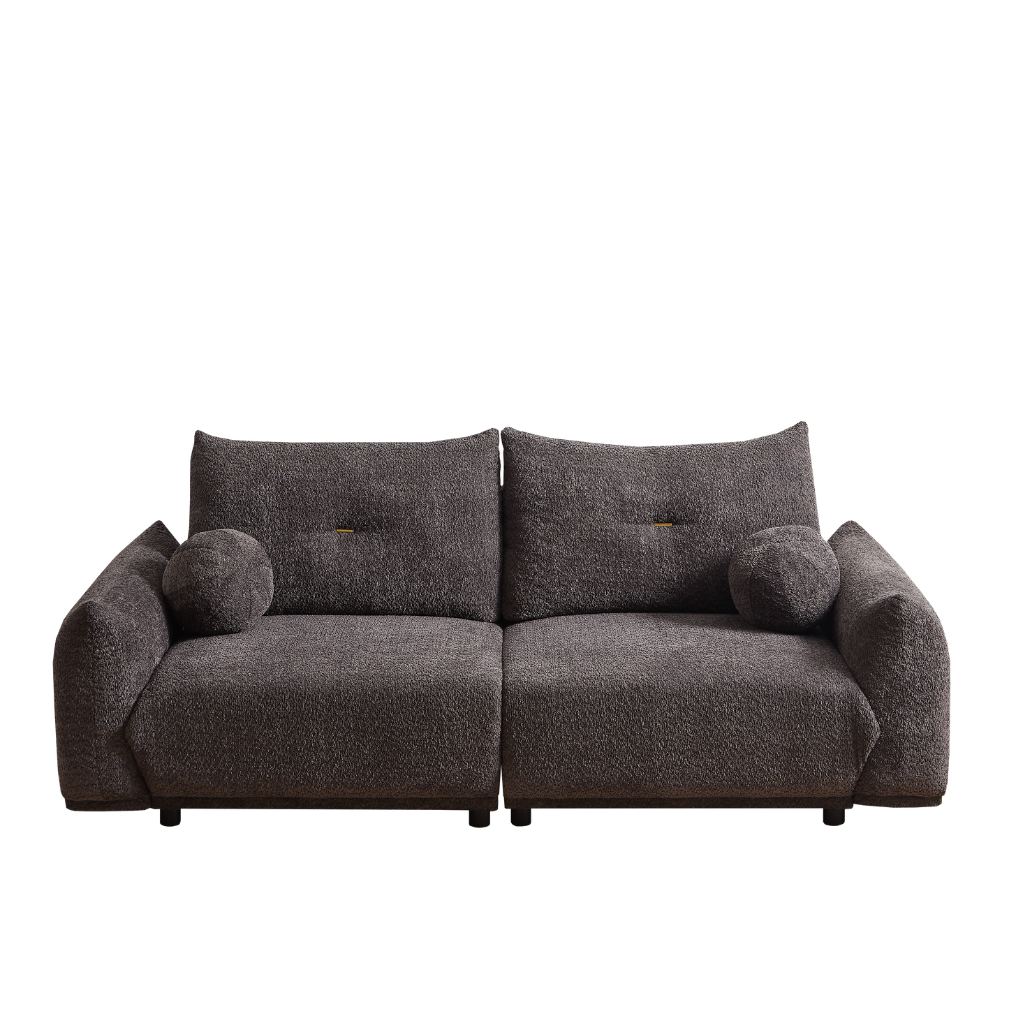 Lamb's wool 2-seater cushion sofa 90'' comfortable sofa for living room Bedroom and other casual spaces Lamb's wool sofa with 2 cushions and 2 ball pillows. (gray)two sets