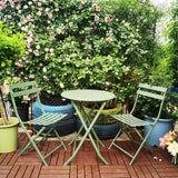 3 Piece Patio Bistro Set Of Foldable Square Table And Chairs