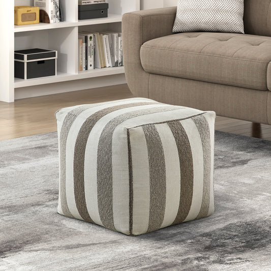 Modern Square Pouf Multi-Color Jacquard Fabric Upholstered Ottoman, Non-Slip Floor Pouf, Bean Bag Chair, 1pc Sitting Pouf