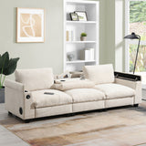 Sectional With Bluetooth Speaker Comfy Cloud Couch Set With Drop Down Table Cup Holders, USB Charger Storage Armrest Wide Seat Sofa