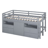 Loft Bed With 4 Drawers, Underneath Cabinet And Shelves