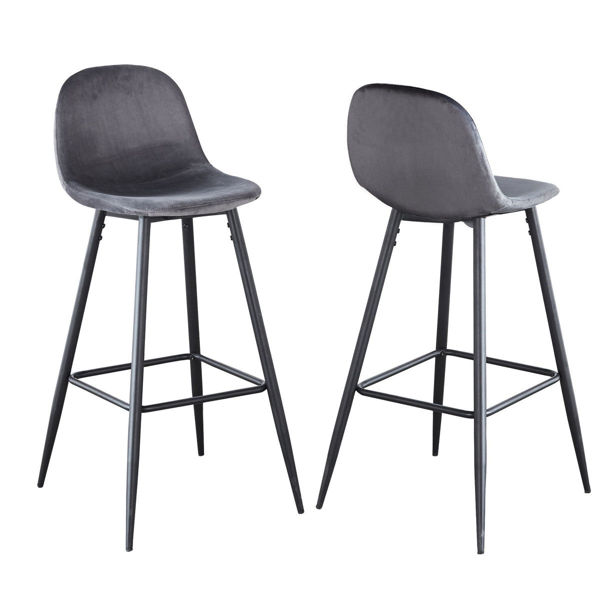 Velvet Barstool With Back (Set of 2)