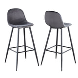 Velvet Barstool With Back (Set of 2)
