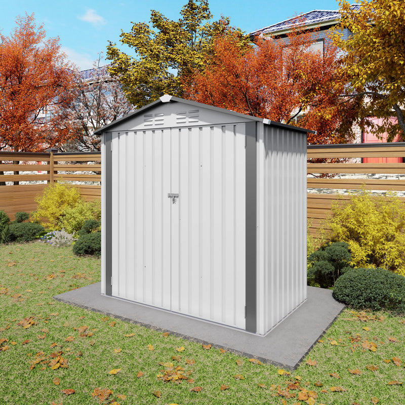 Garden Tool Shed Metal Storage Shed With Peaked Roof Waterproof Lockable Door