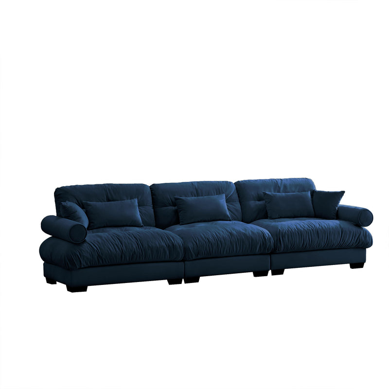 Modern Sofa With Bolstered Armrests And Pillows