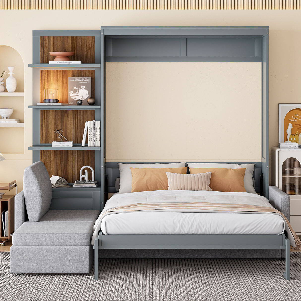 Murphy Bed With Sofa And Shelves