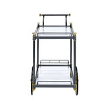 Cyrus - Clear Glass Serving Cart - Black / Gold