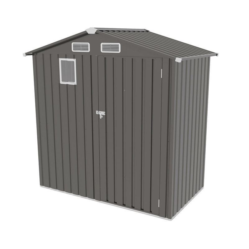 Compact Outdoor Storage Shed With Peaked Roof And Lockable Door - Gray
