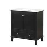 30" Bathroom Vanity With Sink Combo, Multi Functional Bathroom Cabinet With Doors And Drawer - Black