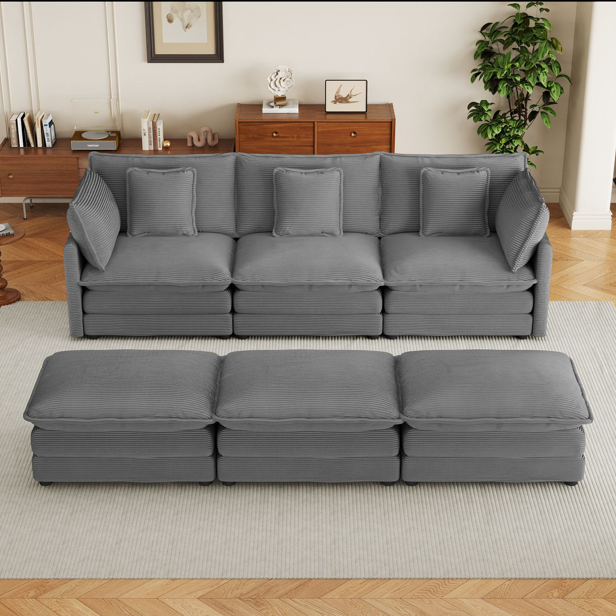 Modern Modular Sectional Sofa With Side Storage Pockets For Living Room