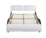 Upholstered Platform Bed With LED Light, Frame Slatted