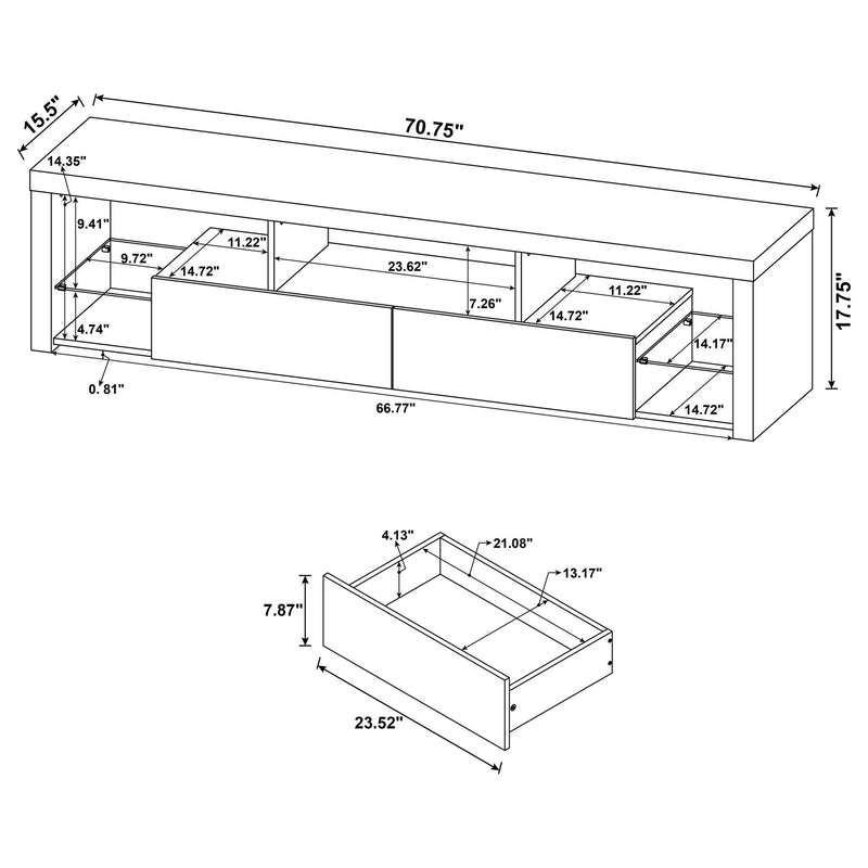 Lance - 2 Drawer TV Stand With Shelves - Gloss White