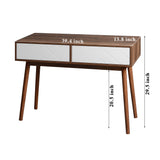 Rustic Entryway Console Table With Carved Panel Drawers And Wood Legs - Natural