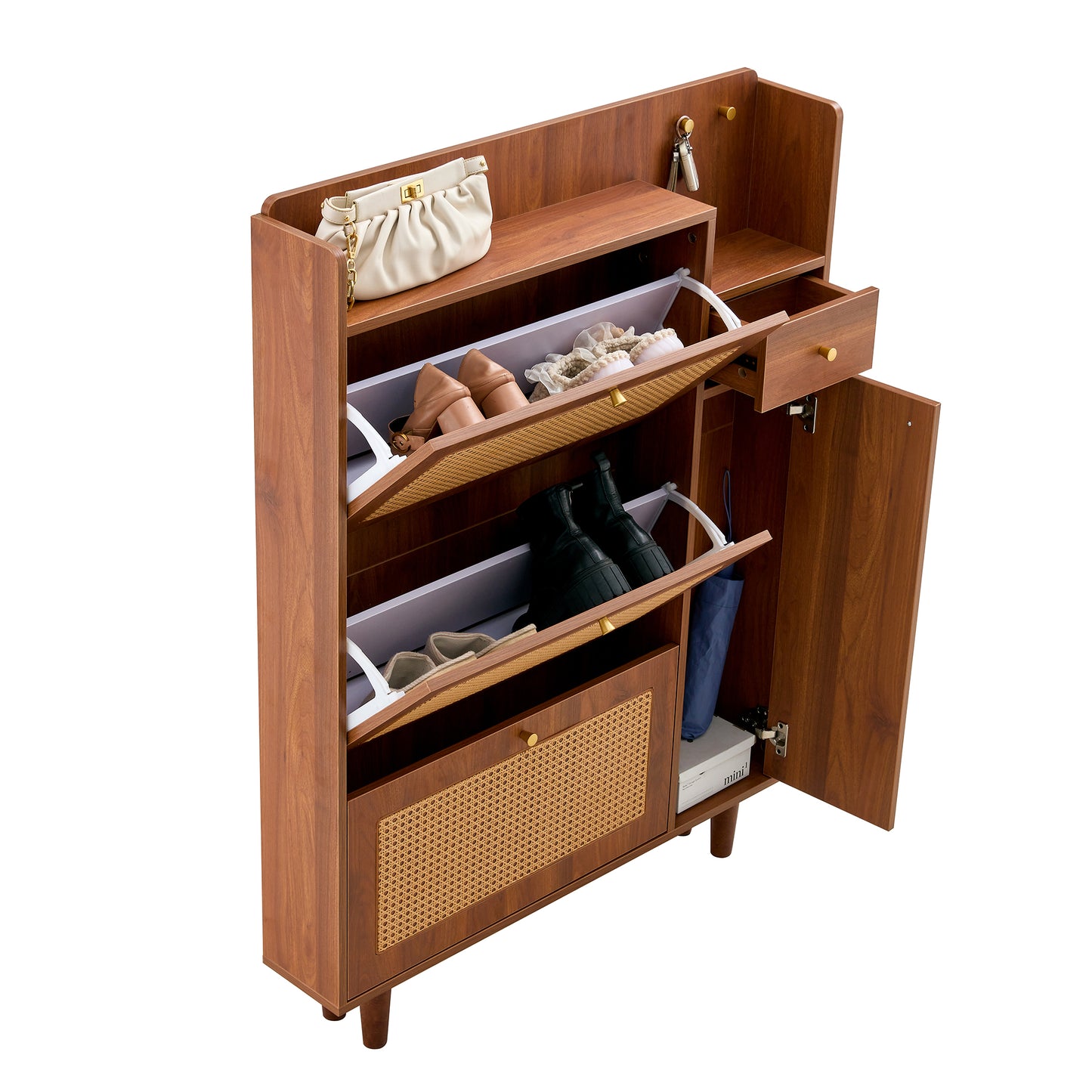 Modern minimalist storage cabinet, Japanese rattan shoe cabinet, bed top cabinet, small home furniture. Suitable for corridors and living rooms. GZ-DI-03