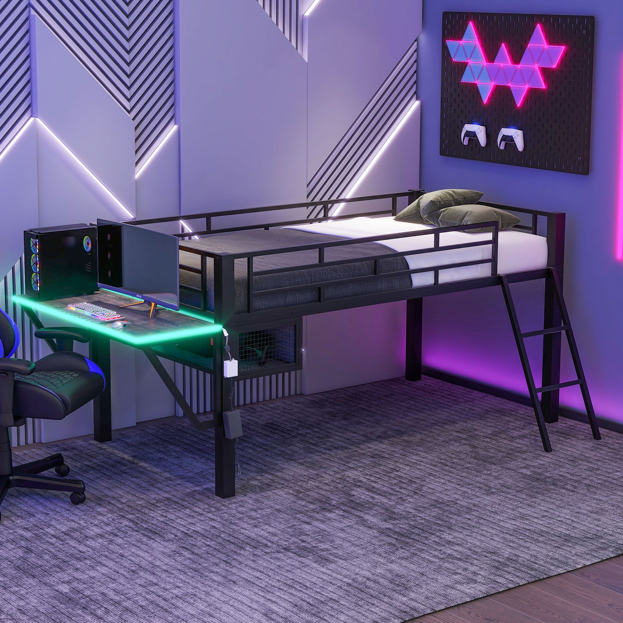 DREAMLAND Gaming Mid Loft Bed - Thumbnail 5