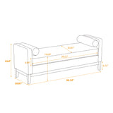 Elegant Upholstered Bench Daybed Ottoman With Bolster Pillows