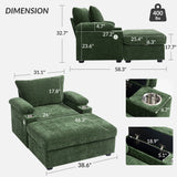 Modern Oversized Chair With Ottoman, Comfy Sofa With Cupholders And USB Charging Ports Chair For Living Room