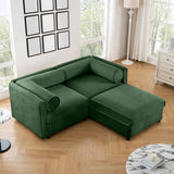 Contemporary Elegant White Chenille Sofa With Storage And Ottoman