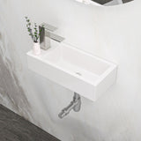 Modern Ceramic Rectangle Wall Mount Bathroom Sink With Single Faucet Hole