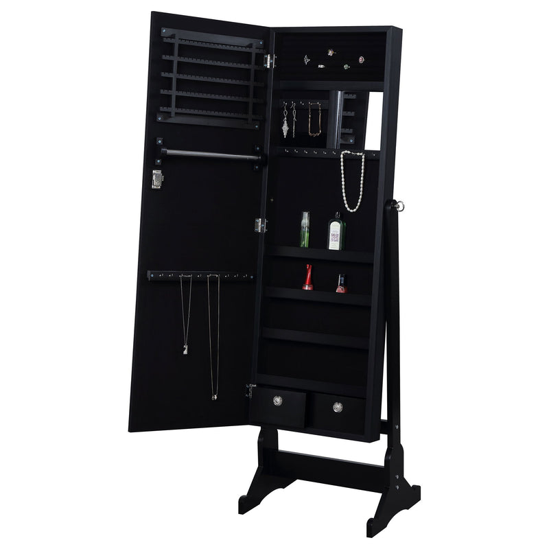 Casey - Jewelry Cheval Mirror With Storage - Black