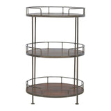 Industrial Round Butler Tray Table - Chestnut