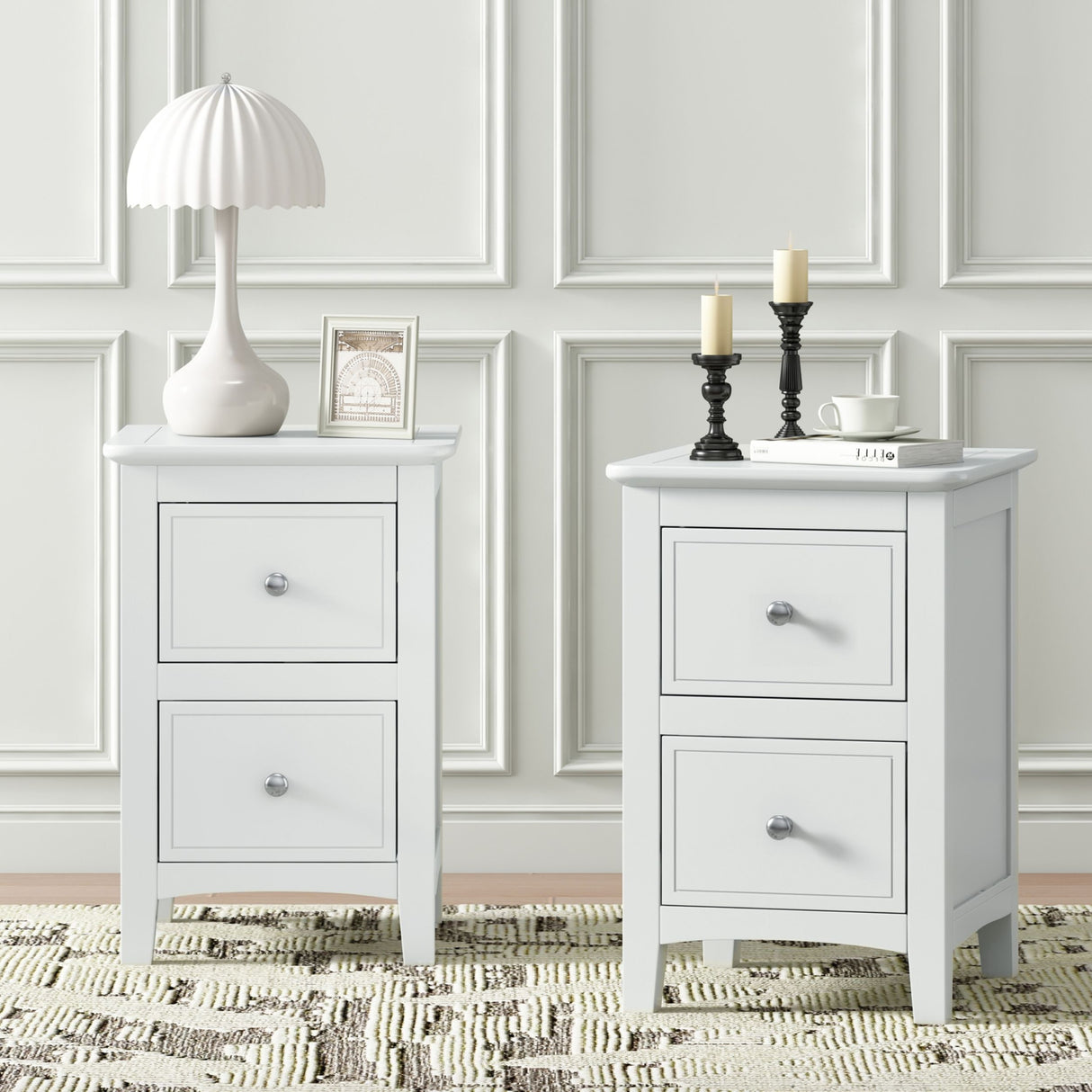 Modern Nightstand, Bed Side Table With 2 Drawers For Bedroom