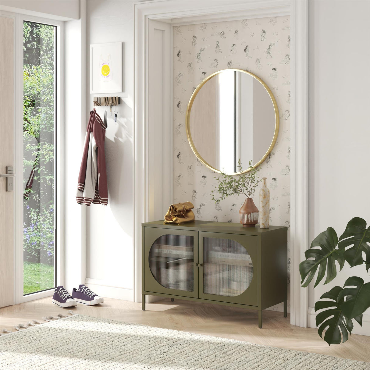Luna - Wide 2 Door Accent Cabinet - Olive Green