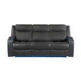 Blanca - Power Reclining Sofa With LED Lights And Power Headrest Frame - Charcoal