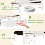 House Bed With Ladder And Storage Drawers Platform With Blackboard, No Box Spring