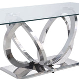 Finley - Clear Glass Top Mirrored Dining Table - Silver