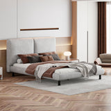 Upholstered Platform Bed With 2 Large Headrests And Thick