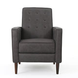 Macedonia - Mid Century Modern Button Tufted Fabric Recliner - Slate