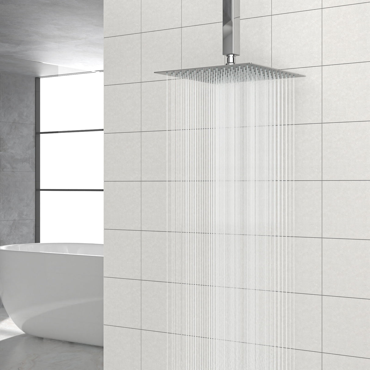 Modern 10" Square Rainfall Shower Head & Stainless Steel Wall Or Ceiling Mount Luxury Spa Shower Panel